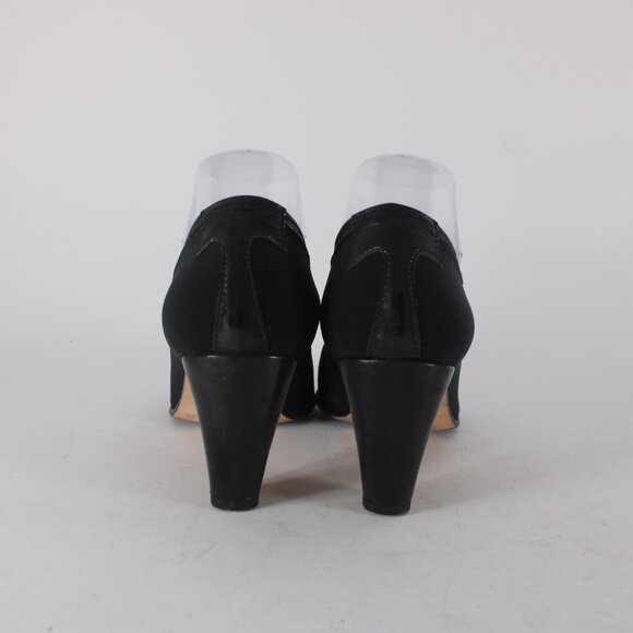 Taryn Rose Heels Sz 38 Black Open Toe Ankle Micro Fiber Leather Sole 3" Heels - Picture 5 of 13